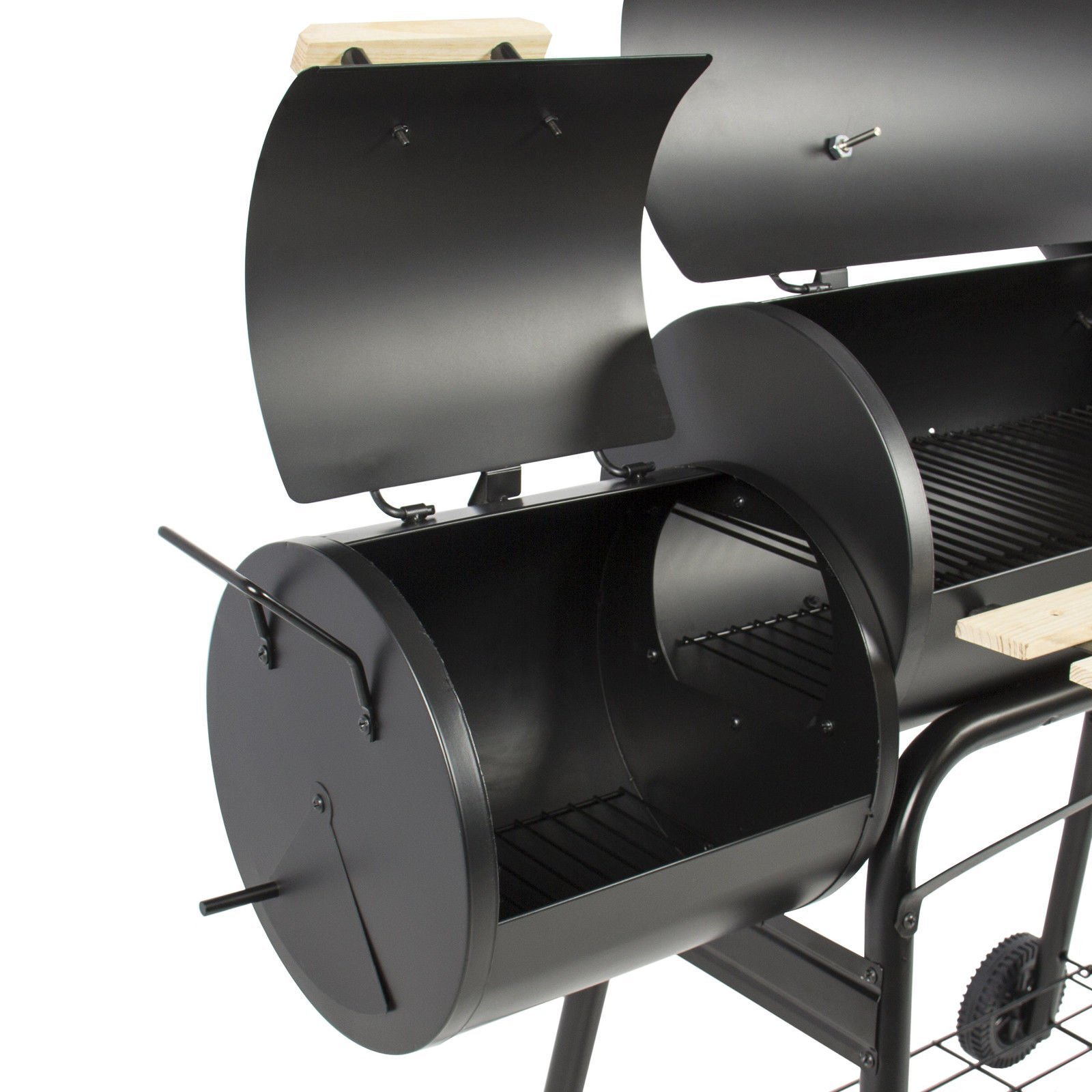 Custom BBQ Grill Offest Trolly Charcoal Barbecue Meat Cooker Smoker for Patio Backyard Home