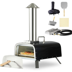 High Capacity 13" Portable Pellet Fired Pizza Oven Outdoor Pizza Maker Stove With Pizza Stone for Outside Backyard Camping