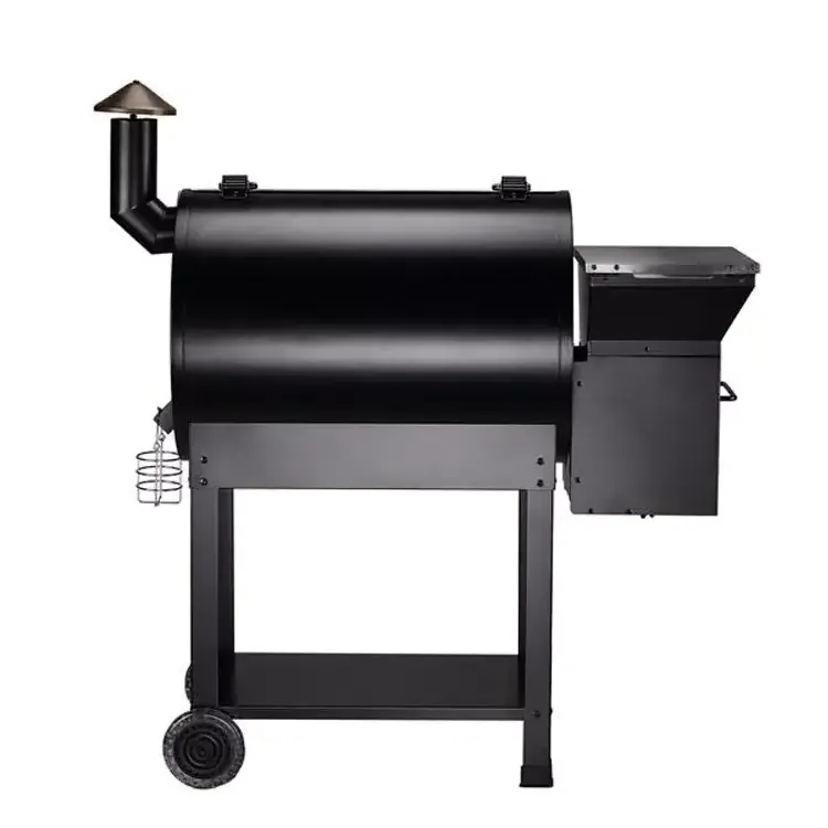 Outdoor trolley electric Wood Pellet Grill with digital controller BBQ grill