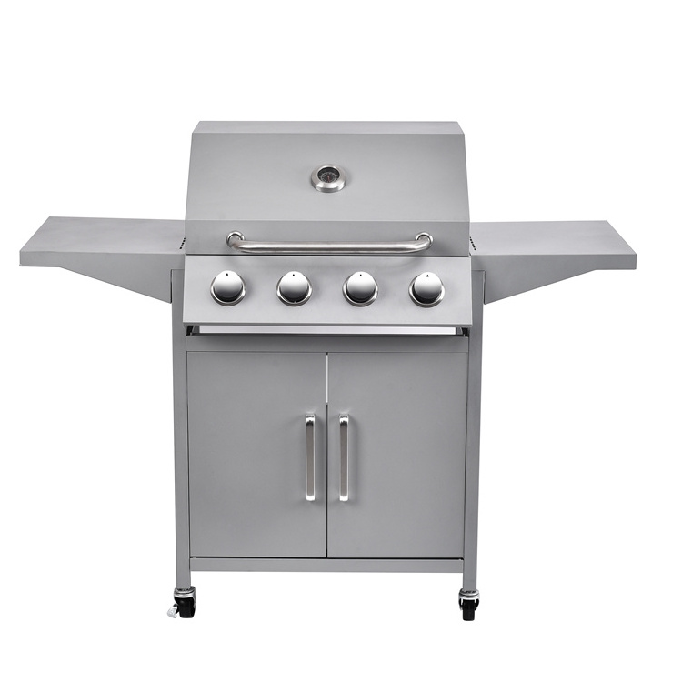 4 burners Silver Gas bbq Grilled Chicken and Beef High-end easy-to-clean grill stainless bbq grill