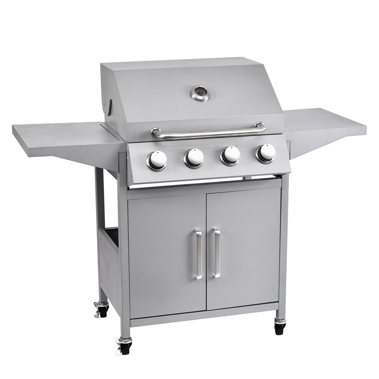 4 burners Silver Gas bbq Grilled Chicken and Beef High-end easy-to-clean grill stainless bbq grill