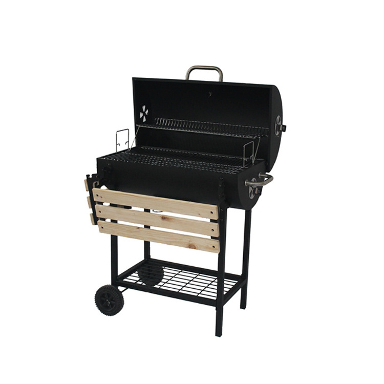 Commercial Outdoor Balcony Barrel Smokeless Charcoal Coal bbq Grill Flip Rotisserie Grill With Cover And Table