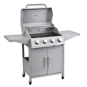 4 burners Silver Gas bbq Grilled Chicken and Beef High-end easy-to-clean grill stainless bbq grill