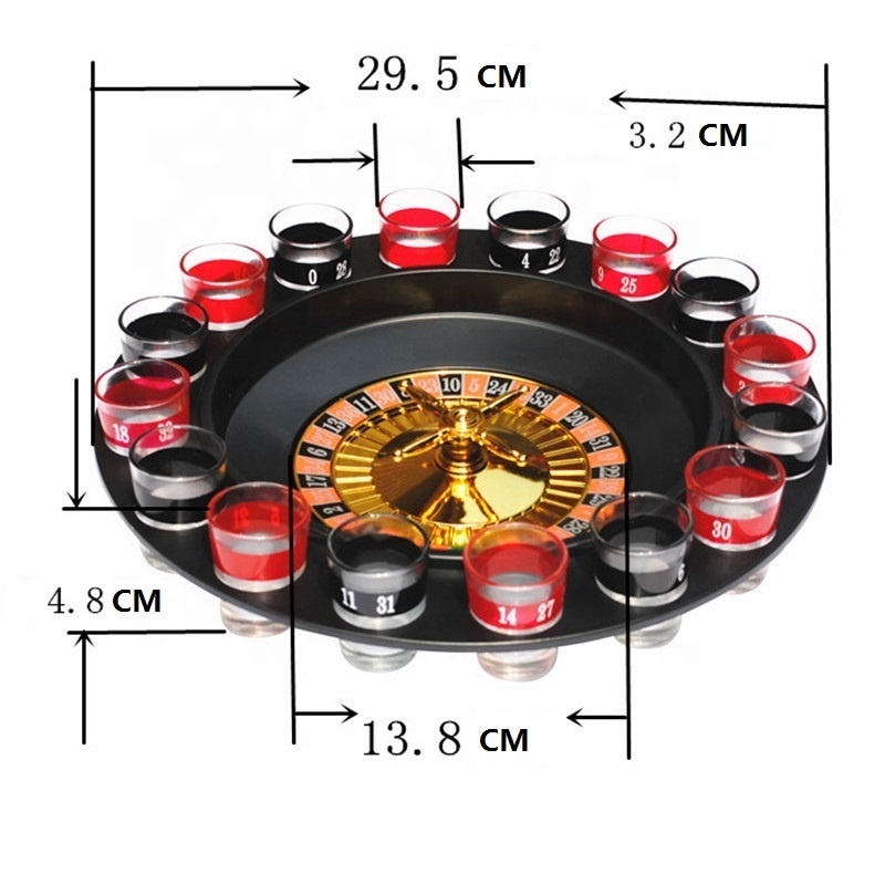 16PCS Red Black Shot Glass Roulette Complete Drinking Game Set