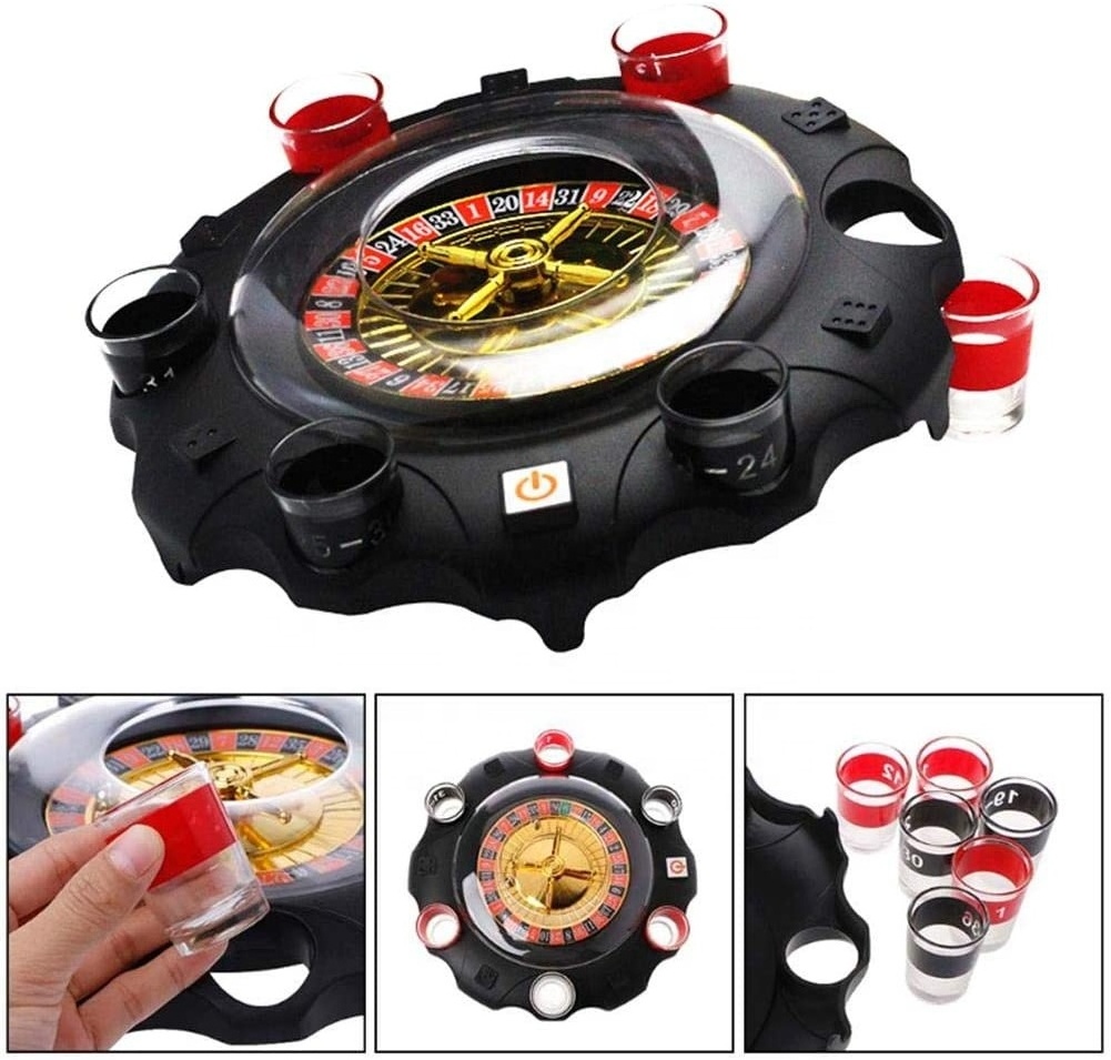 Casino Adult Party Games Electric Russian Lucky Shot Glass Roulette Drinking Game Turntable for KTV Bar Night club