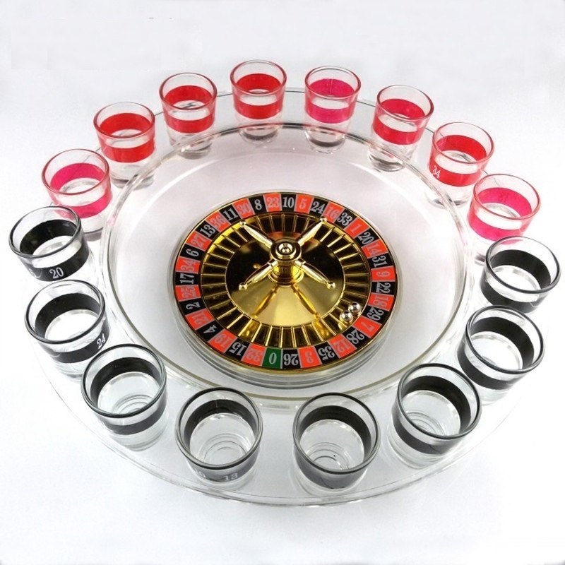 16PCS Red Black Shot Glass Roulette Complete Drinking Game Set