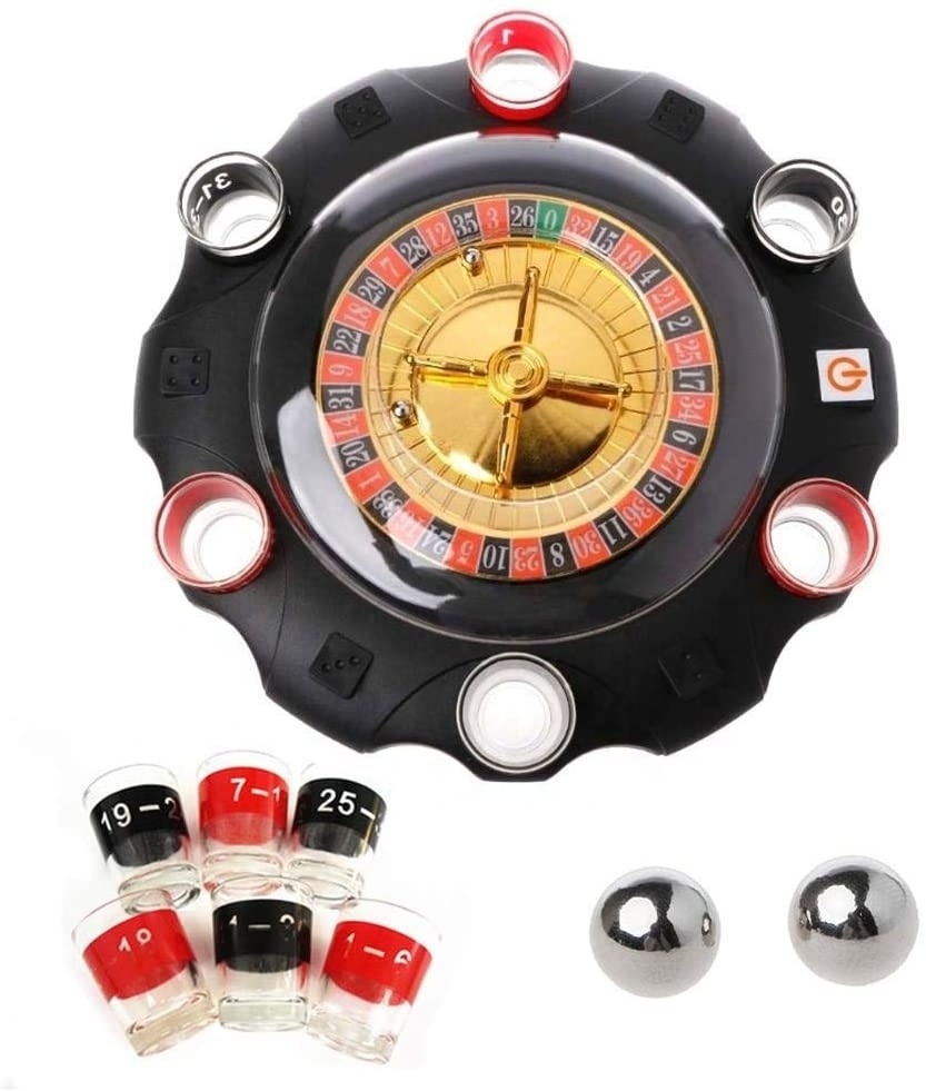 Casino Adult Party Games Electric Russian Lucky Shot Glass Roulette Drinking Game Turntable for KTV Bar Night club