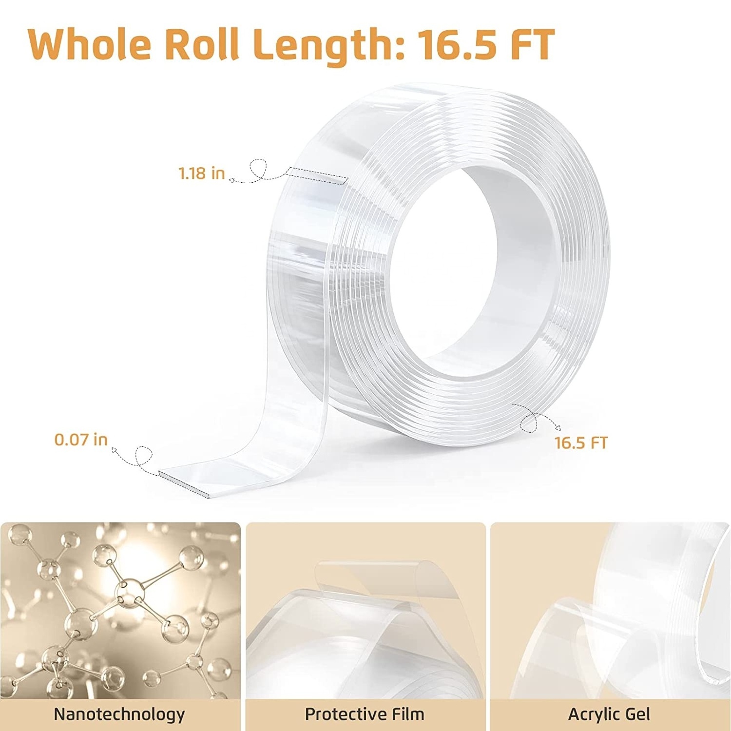 Double sided heavy duty stick mounting adhesive tape clear two sided wall tape strips transparent removable poster tape