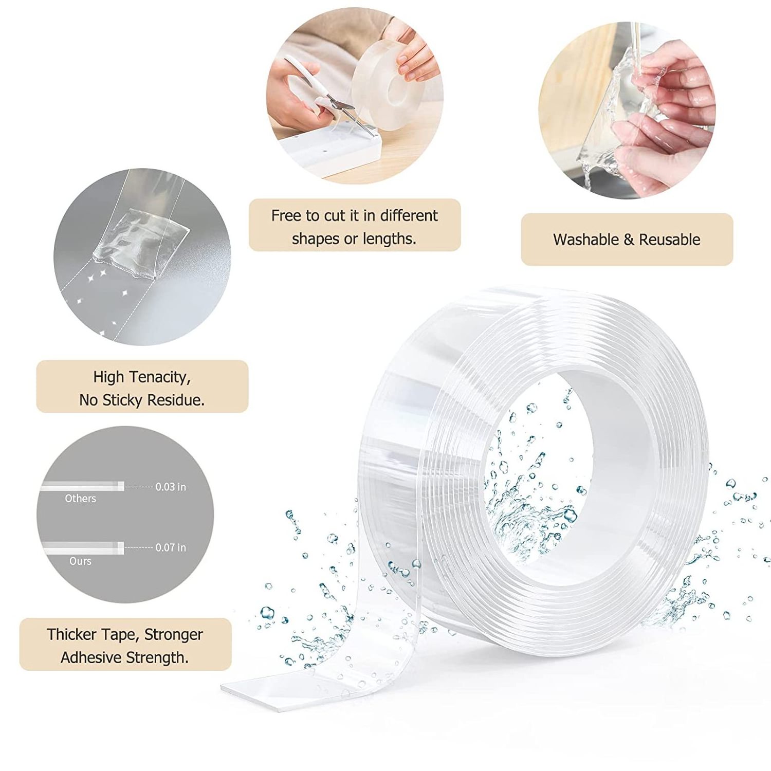 Double sided heavy duty stick mounting adhesive tape clear two sided wall tape strips transparent removable poster tape