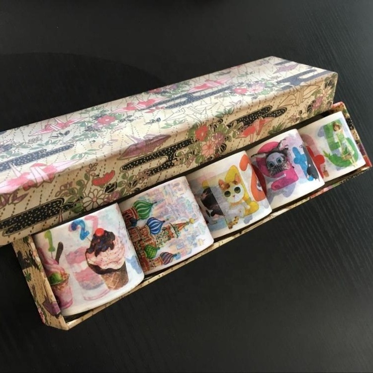 Cartoon building style washi tape  sakura flower design washi tape with color box