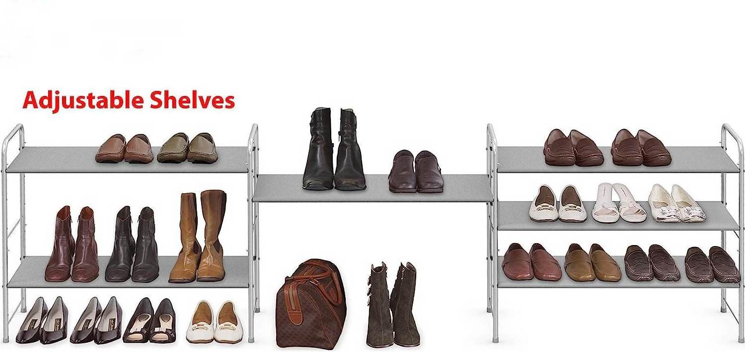 Wholesale Expandable Rectangular Storage Organizer Adjustable Fabric Metal Smart Shoe Rack