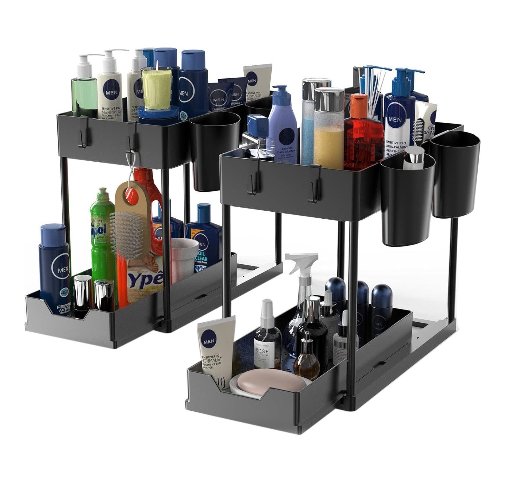 Under Sink Organizers and Storage Large Capacity Heavy Load Pull out Under Sink Shelves with Sliding Drawer