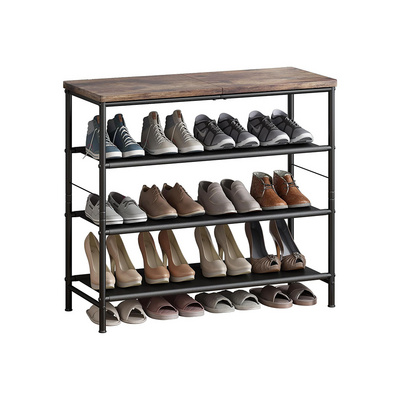 Custom Modern 4-Tier Furniture Metal Shoes Shelf  Freestanding Living Room Shoe Storage Rack