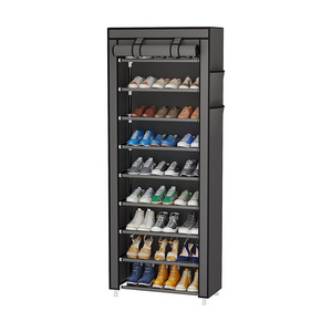 Waterproof Fabric Closed 10 Tier Narrow Tall Shoe Storage Organizer Cabinet With Covers