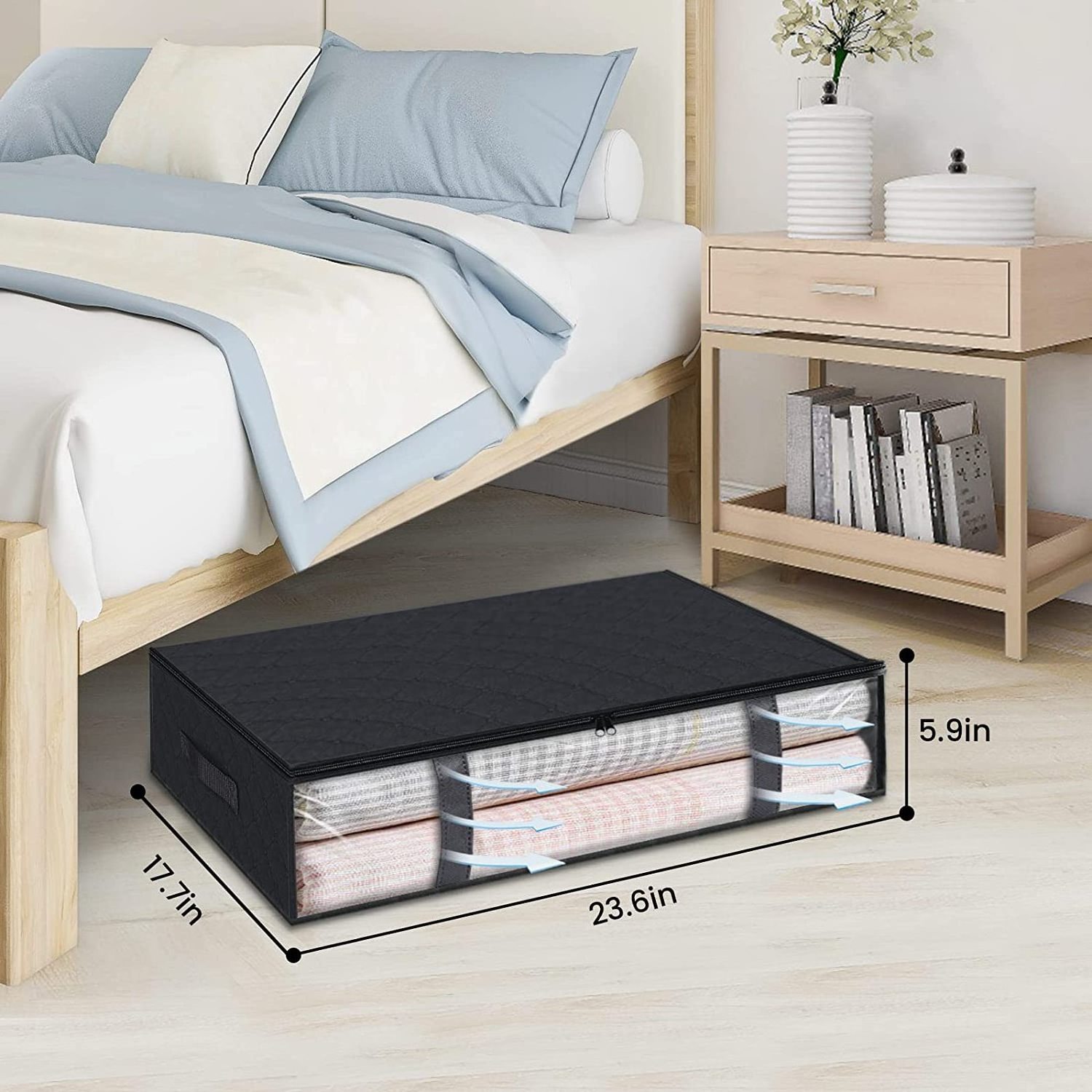 Under Bed Storage Containers Clothes Storage, Foldable Blanket Storage Bags, Under Bed Storage Containers for Organizing Bedroom