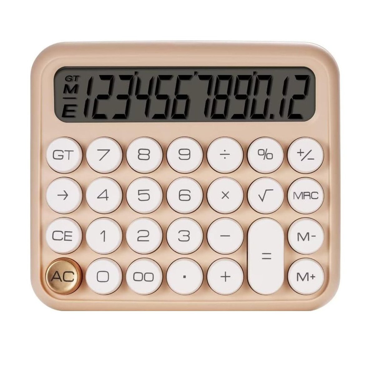 Apricot Clear 12 Digit Large LCD Display Mechanical Desk Switch Calculator With Automatic Sleep