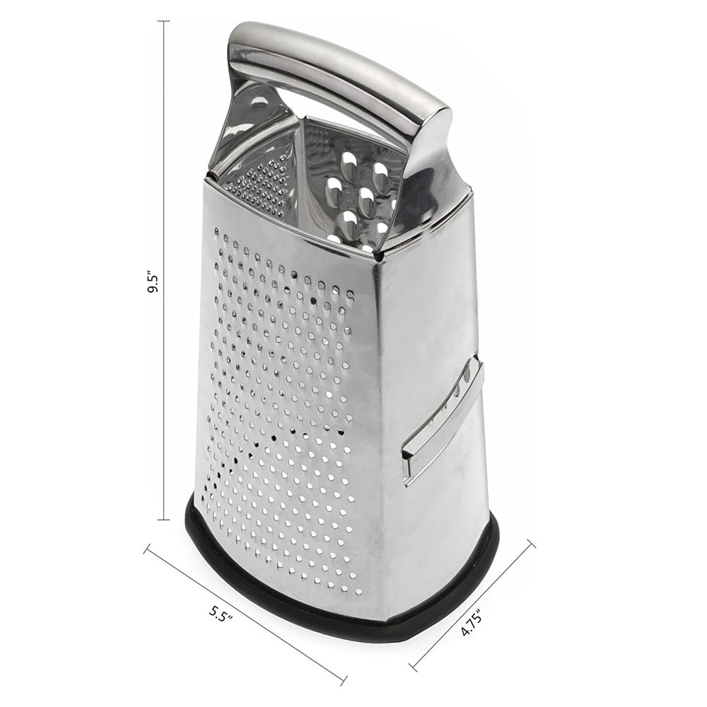 Stainless Steel 4-Sided Cheese, Vegetables Box Grater with anti-slip base