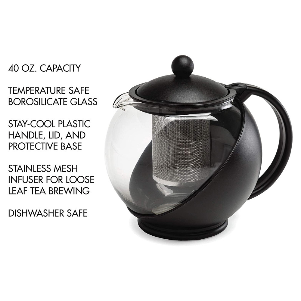 primula Half Moon Teapot with Removable Infuser Borosilicate Glass Tea Maker Stainless Steel Filter mini teapot