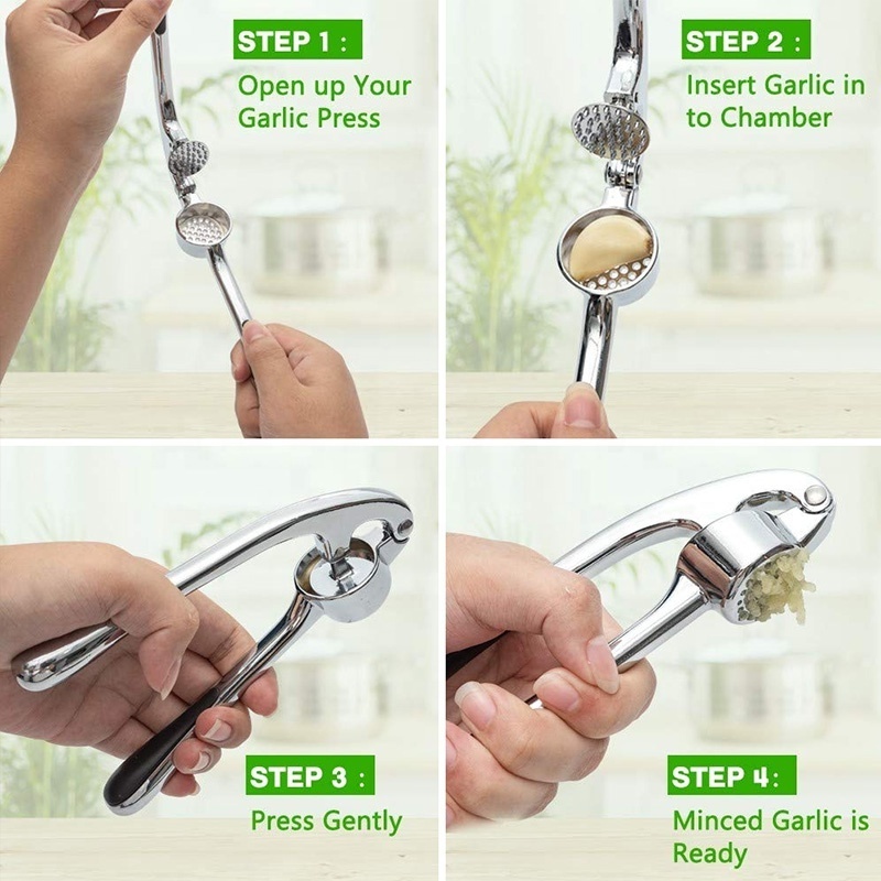 Garlic Press with Soft Easy-Squeeze Ergonomic Handle Sturdy Design Extracts More Garlic Paste Per Clove Garlic Crusher