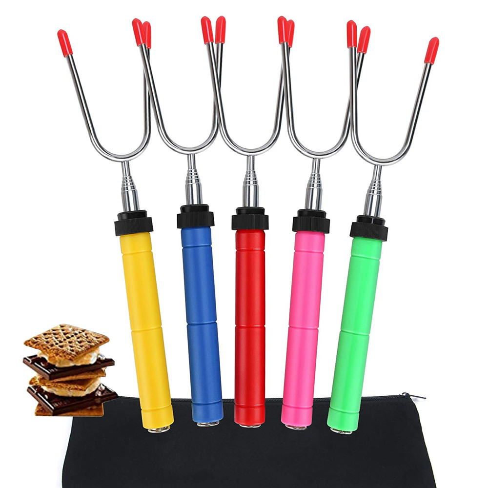 34 Inch Extendable Smores Skewers Telescoping Rotating Forks