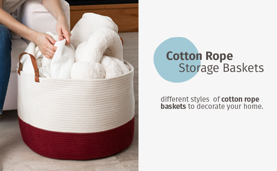 Soft Rope Baskets for Organizing Basket Hamper Large Woven Shoe Laundry Basket for Entryway