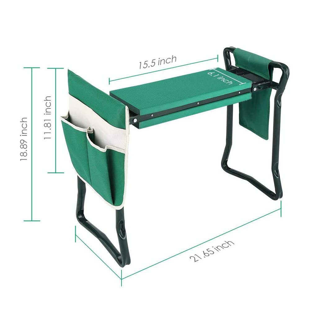 Garden Kneeler And Seat With 2 Bonus Tool Pouches - Portable Garden Bench EVA Foam Pad With Kneeling Pad for Gardening