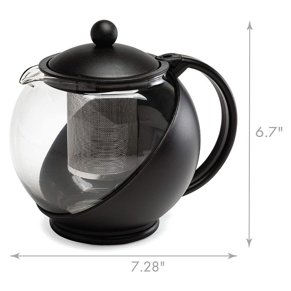 primula Half Moon Teapot with Removable Infuser Borosilicate Glass Tea Maker Stainless Steel Filter mini teapot