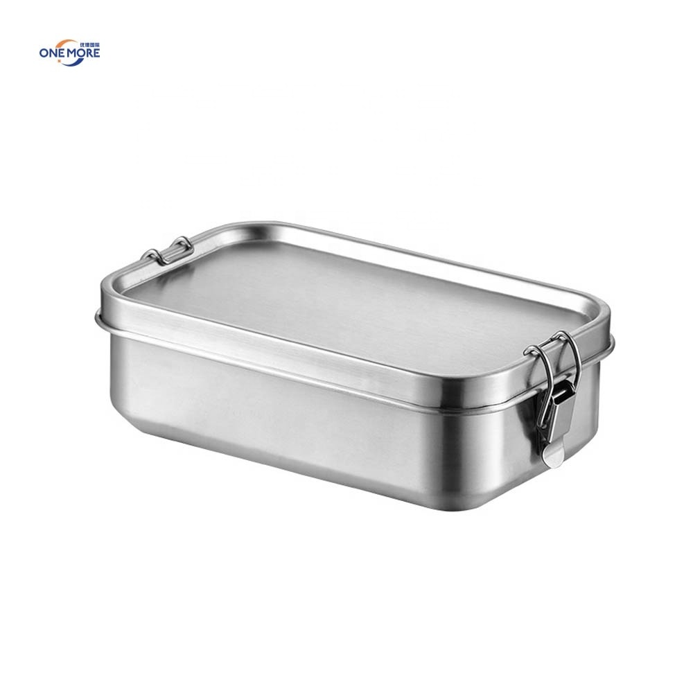 Rectangle 304 Stainless Steel Lunch Box Leak Proof Sealed Durable Metal Bento Box for Adults