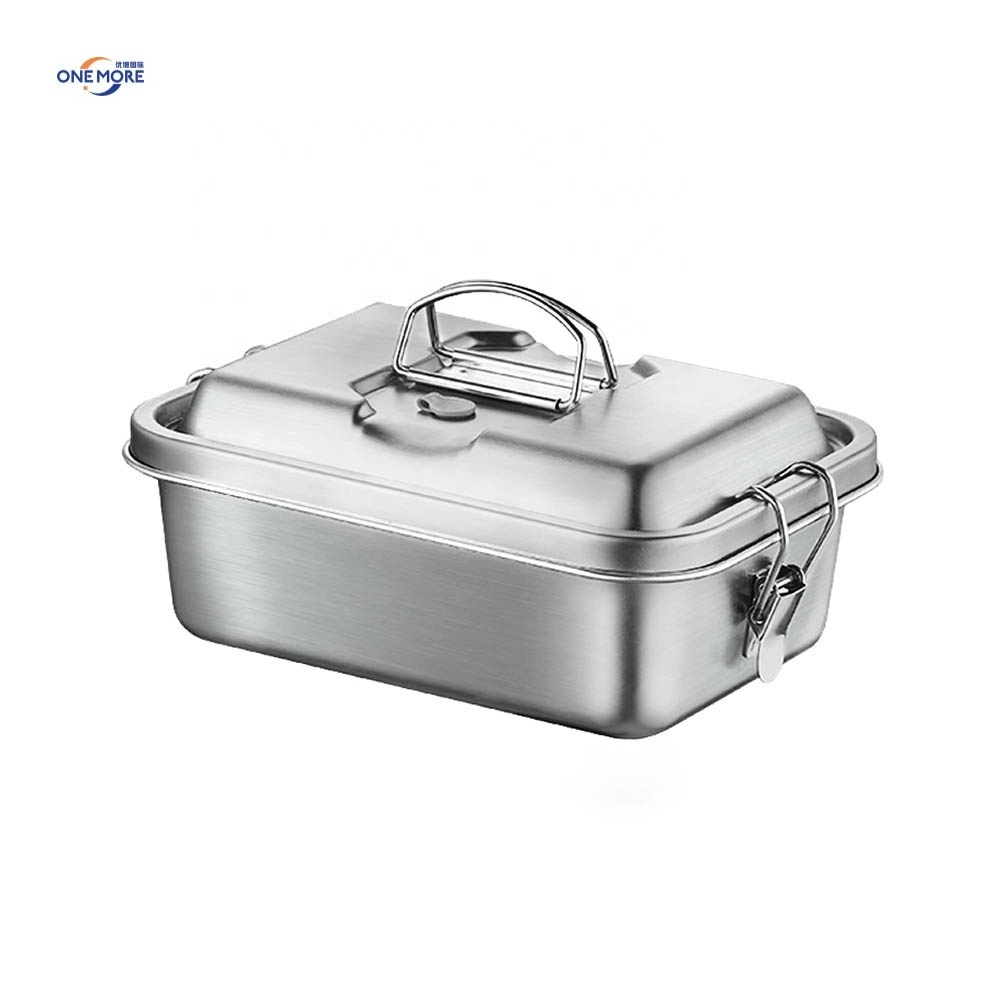 Leak-proof 2 Layer Stainless Steel Bento Lunch Box Metal Lunch Food Container with Secure Locks