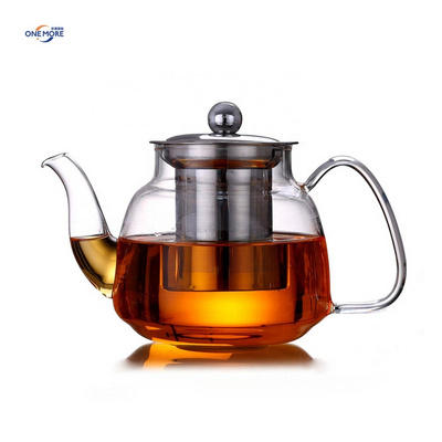 Borosilicate Glass Tea Kettle Durable Clear Tea Maker Brewer with Removable 18/8 Stainless Steel Infuser