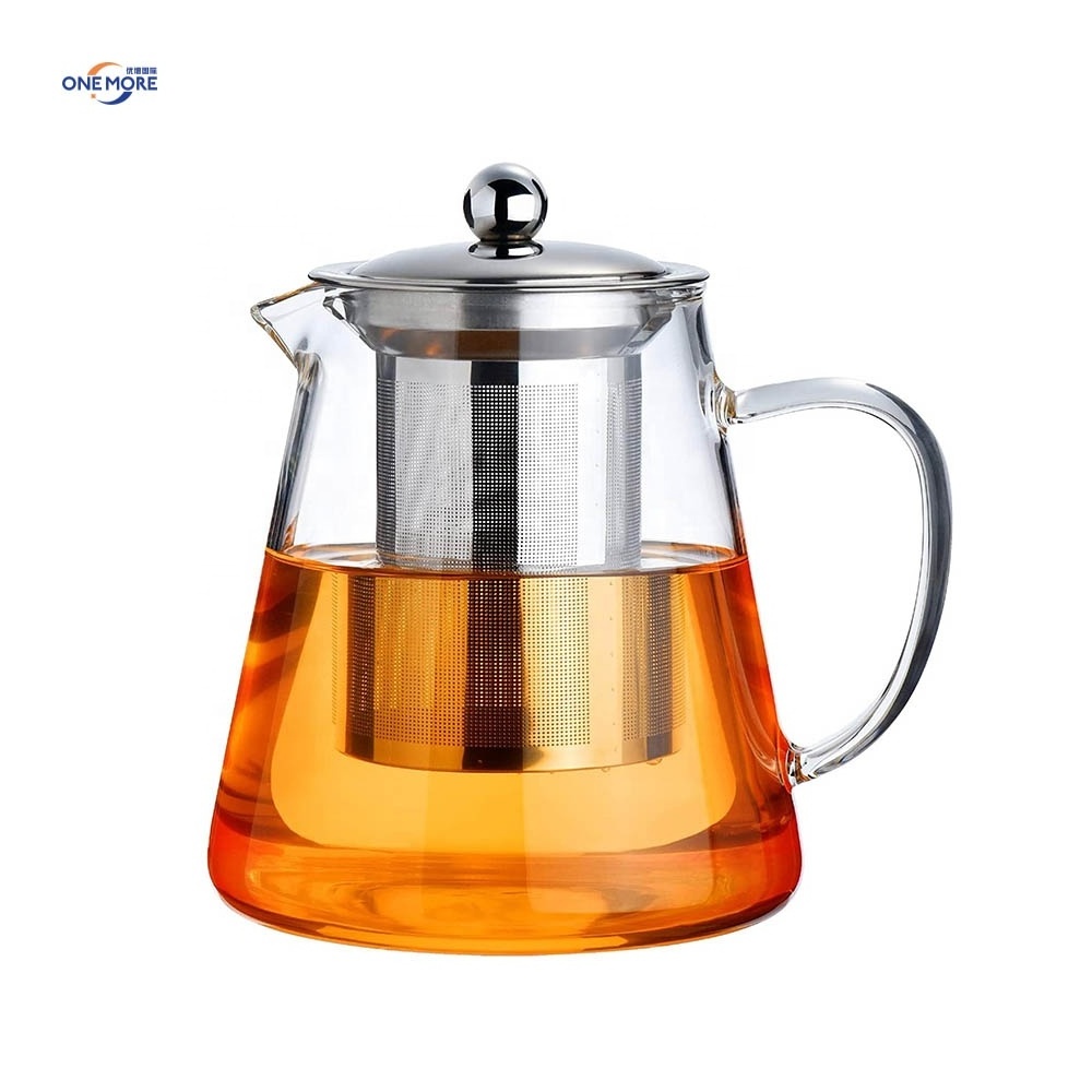 High Quality Tea Pots with 18/8 Stainless Steel Infuser Borosilicate Clear Glass Teapot Kettle