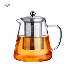 High Quality Tea Pots with 18/8 Stainless Steel Infuser Borosilicate Clear Glass Teapot Kettle