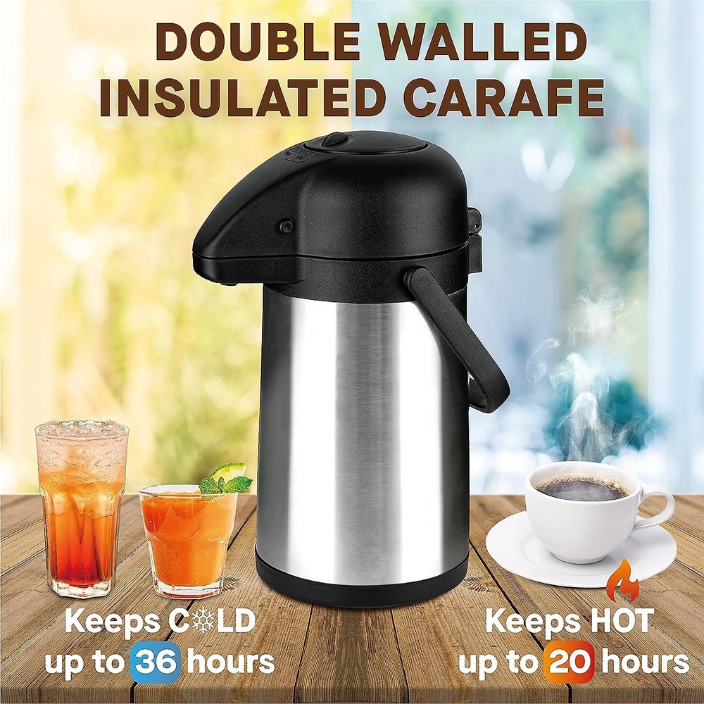 Portable Coffee Water Dispenser with Pump Stainless Steel Vacuum Flasks Thermoses for Hot/Cold Drink