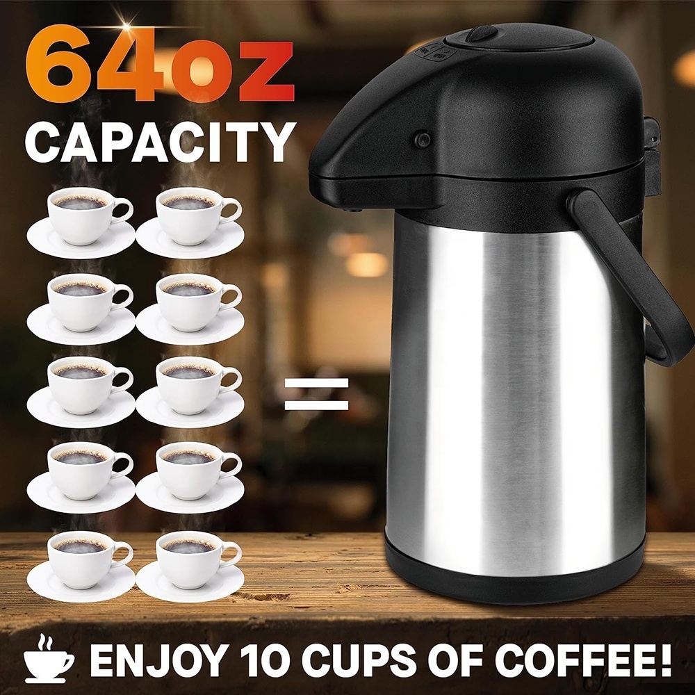 Portable Coffee Water Dispenser with Pump Stainless Steel Vacuum Flasks Thermoses for Hot/Cold Drink