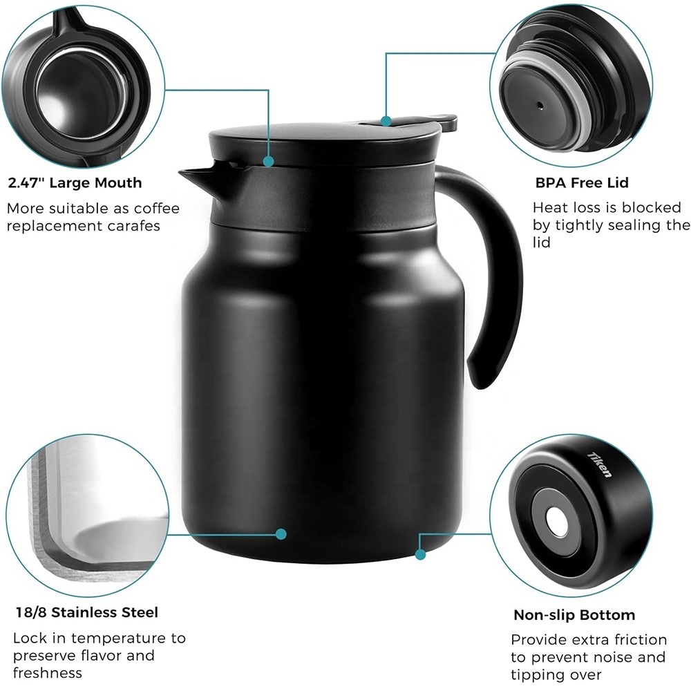 Water Coffee Thermos for Keeping Hot Double Wall Stainless Steel Insulated Coffee Carafe Tea Maker