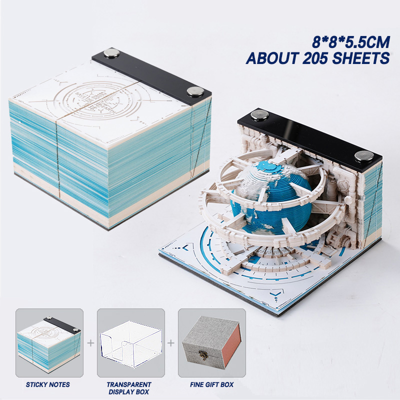 Calendar in 2023 Punch in desk Calendar creative 3D 3D paper sculpture desktop decoration of the earth office