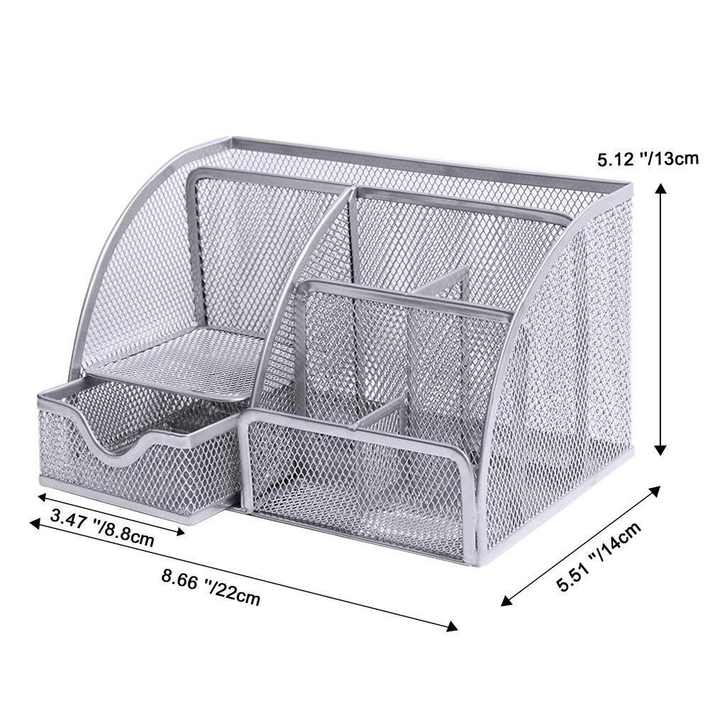 Accessories  Office Supplies Desk Organizer  with 7 Compartments + Pen Holder / 72 Clips Set  Mesh