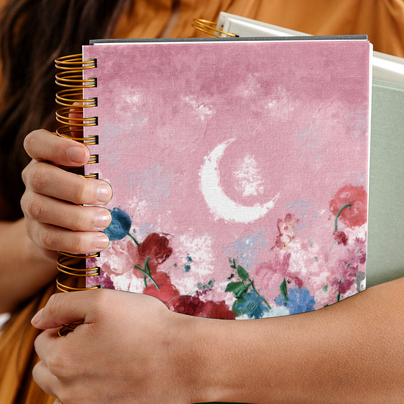 Wholesale  Hot Selling B5 Customized Spiral Notebook Planner Journal Pink Flowers, Cheap Custom Office Notebook