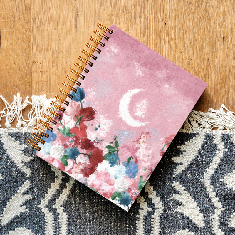 Wholesale  Hot Selling B5 Customized Spiral Notebook Planner Journal Pink Flowers, Cheap Custom Office Notebook