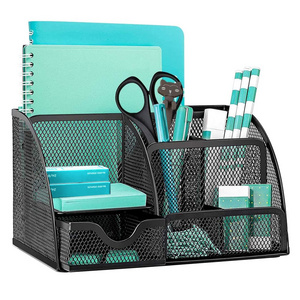 Accessories  Office Supplies Desk Organizer  with 7 Compartments + Pen Holder / 72 Clips Set  Mesh