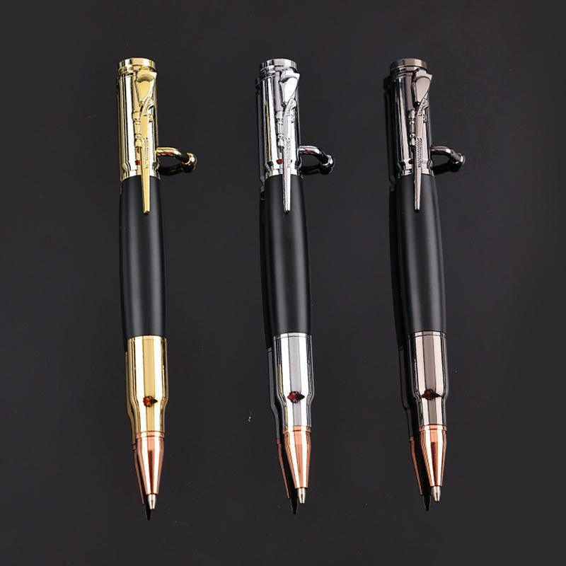 Wholesale custom LOGO Printing bullet shaped Bolt Action Tactical Pen Multifunction Metal Luxury Gun Pen