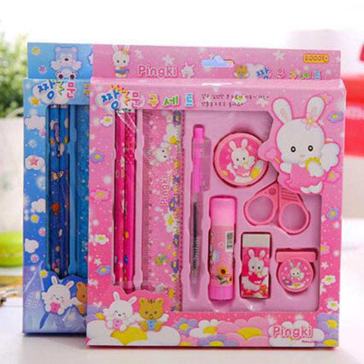 Eight Piece Stationery Set Children Birthday Gift Cute Kawaii Set Manufacturers In Ningbo Student Items Pens And Pencils