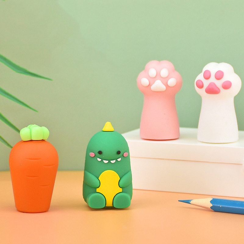 Carrot small dinosaur cute and cute pencil sharpener mini portable pencil sharpener silica gel small pen sharpener mini