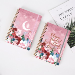 Wholesale  Hot Selling B5 Customized Spiral Notebook Planner Journal Pink Flowers, Cheap Custom Office Notebook