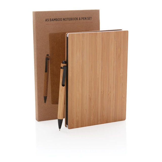 Wholesale Customizable Bamboo Eco Custom Logo Journals Hardcover Paper Diary Notebook Stationery Gift Set With Pen