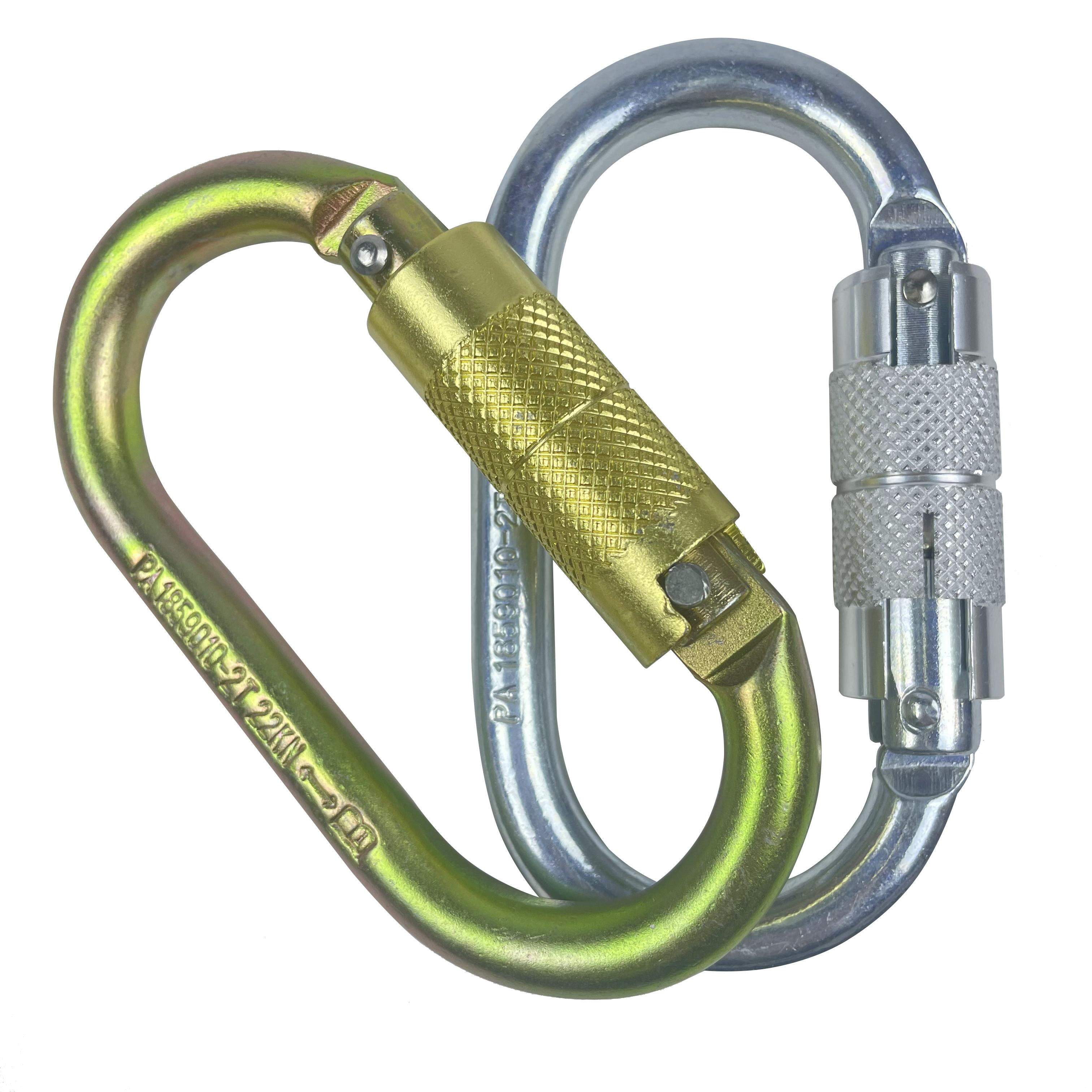 Custom Finish 22KN Carbon Steel Screw Lock Carabiner For Climbing