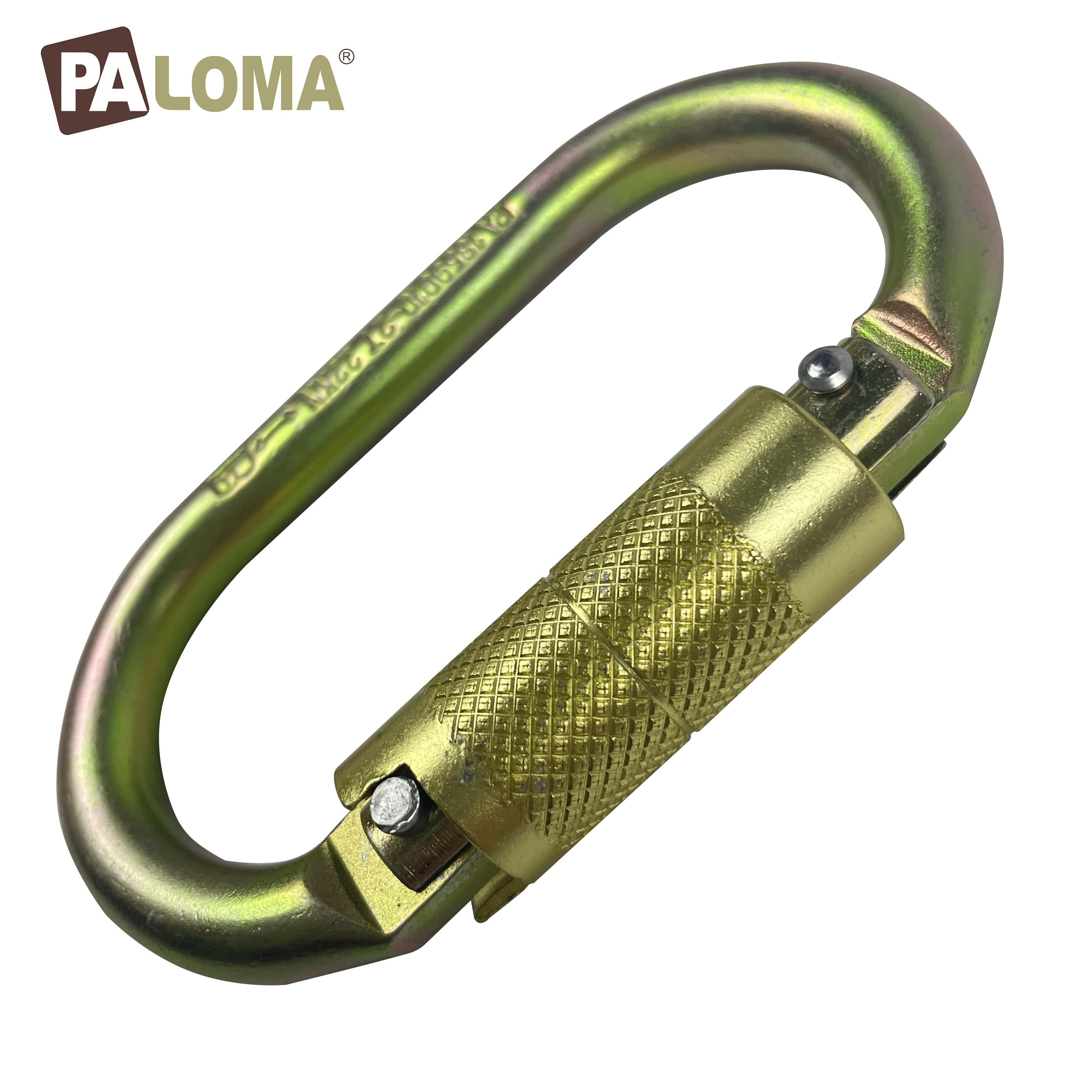 Custom Finish 22KN Carbon Steel Screw Lock Carabiner For Climbing