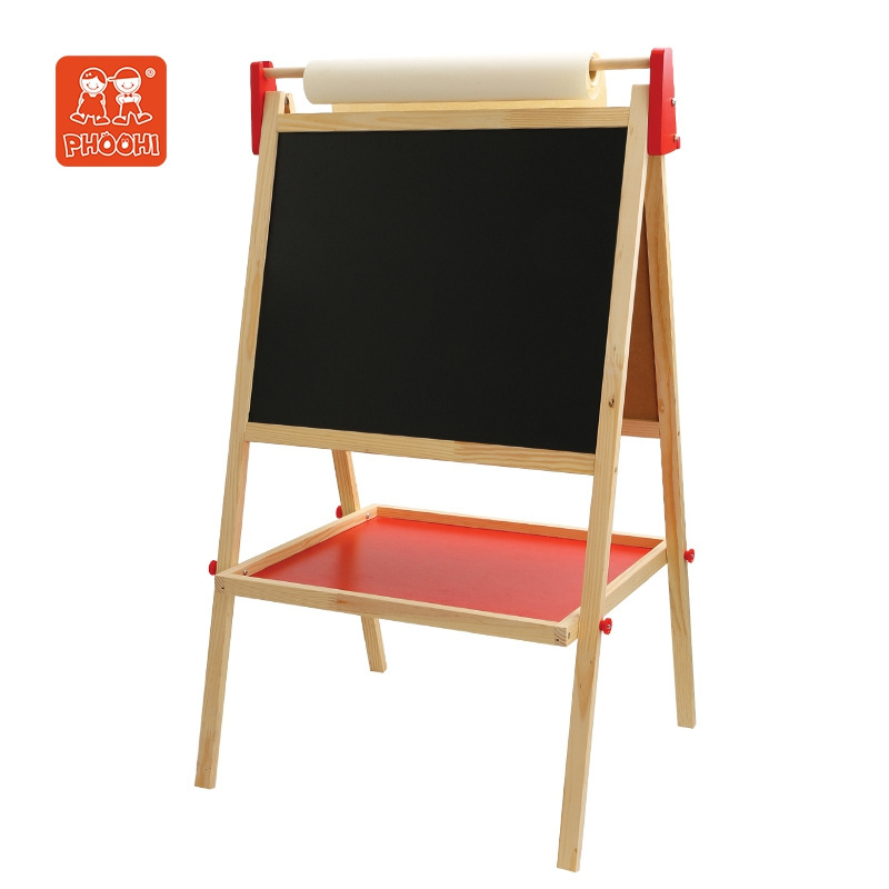 Children wooden toy preschool drawing board educational toys writing board for kids Easel with Paper Roll