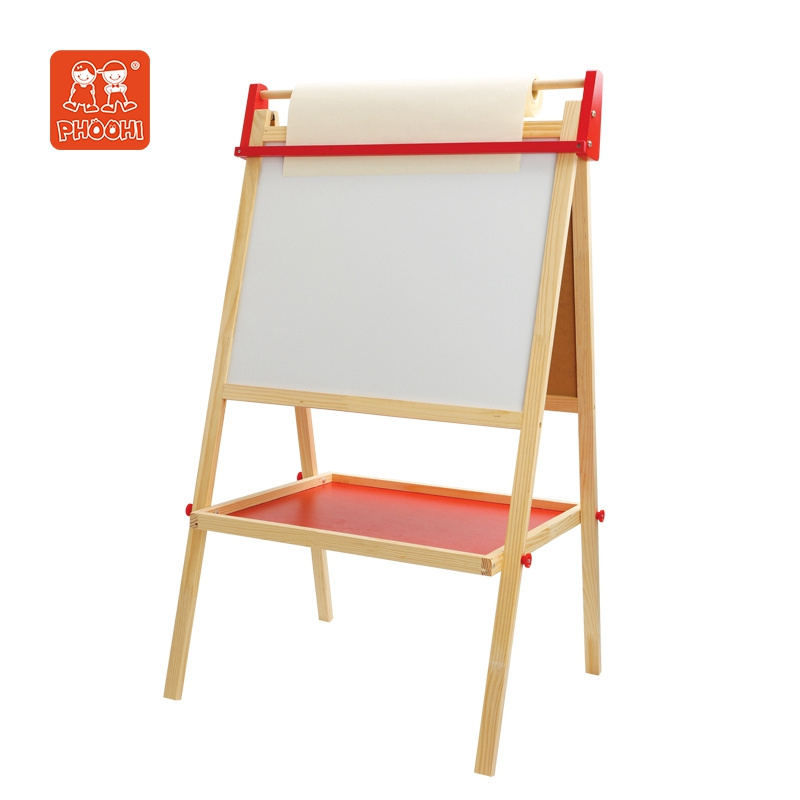 Children wooden toy preschool drawing board educational toys writing board for kids Easel with Paper Roll