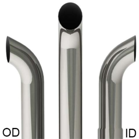 Semi Truck 5'' OD x 36'' Length Chrome Curved Top Exhaust Stacks for Peterbilt 378,379&389